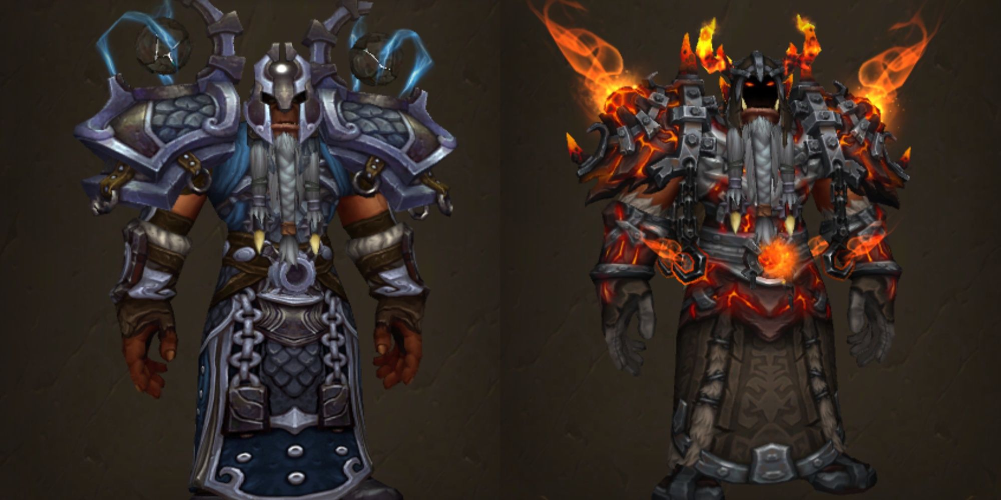 World of Warcraft orcs wearing different shaman transmogs