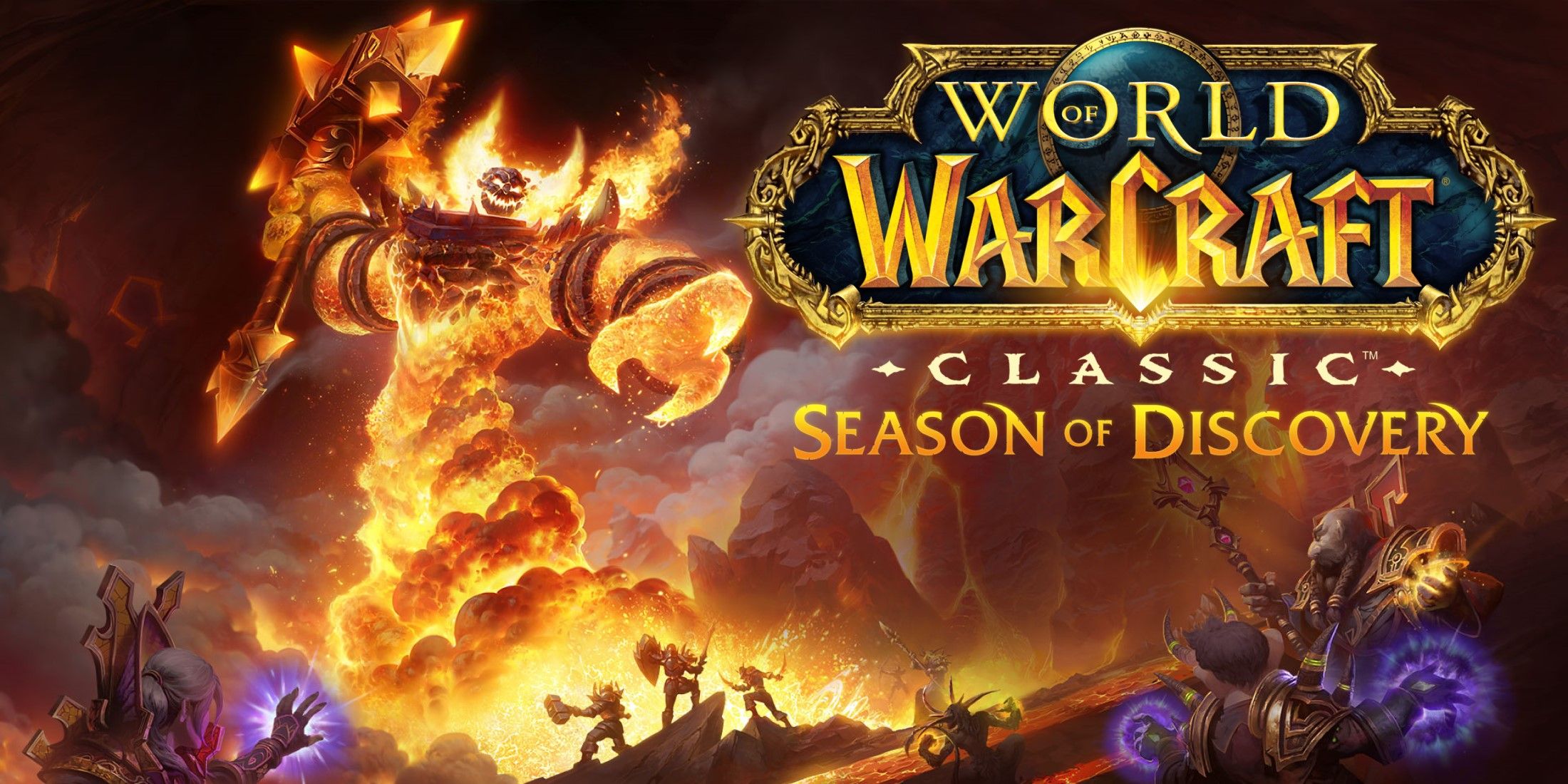 ragnaros from wow classic with the season of discovery logo