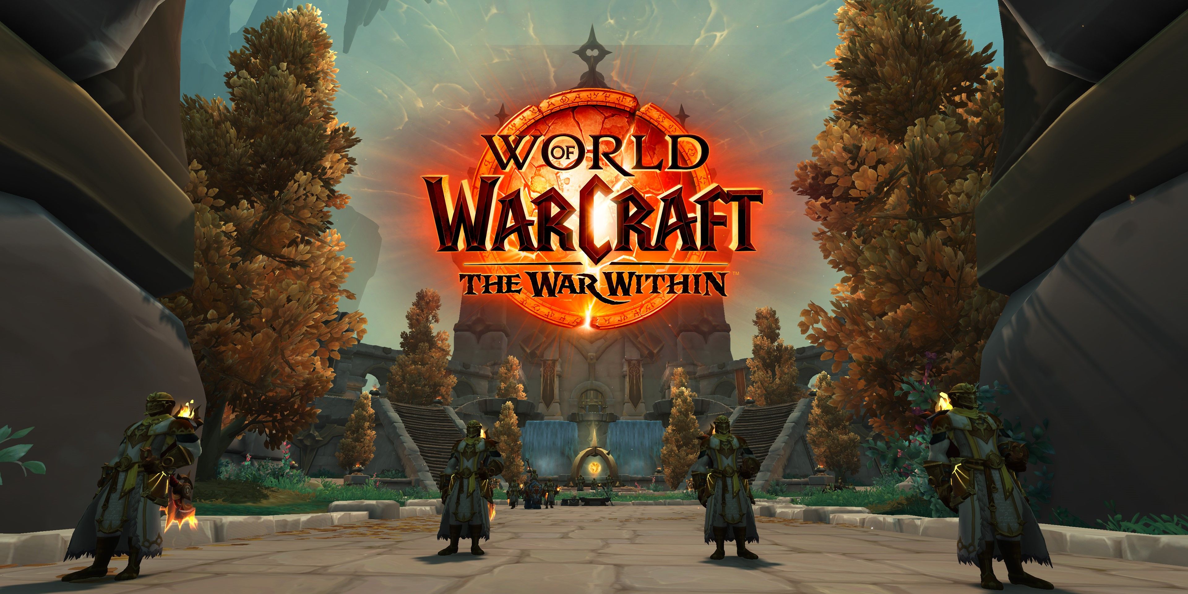 the priory of the sacred flame dungeon from wow the war within with the logo in front of it