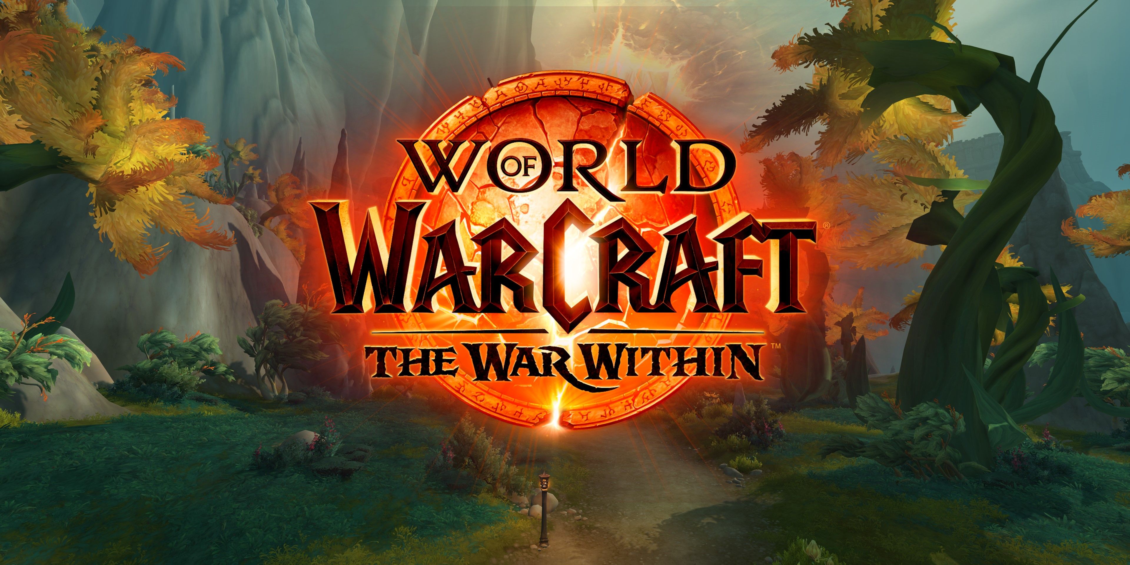 hallowfall region in wow tww with the logo in front of it