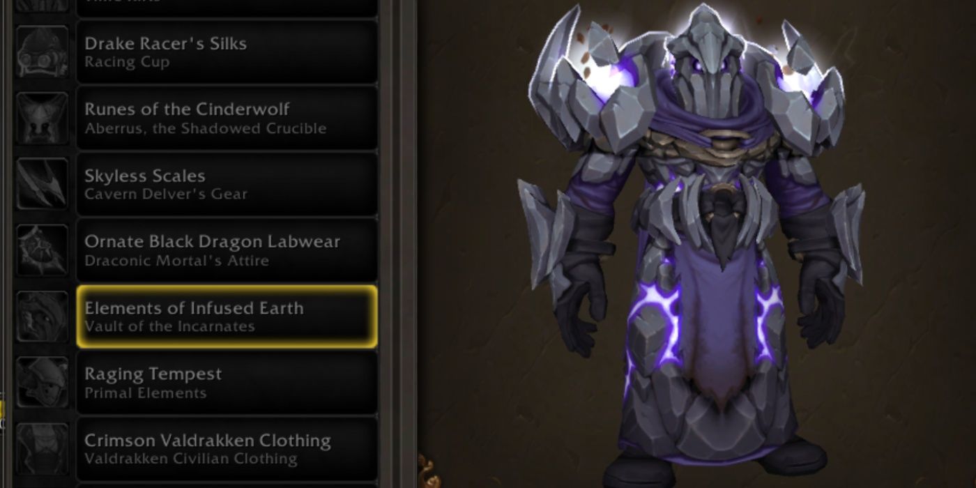 WoW orc wearing the Elements of Infused Earth transmog