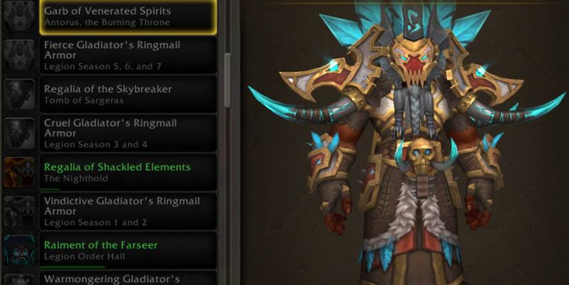 WoW orc wearing the Garb of Venerated Spirits transmog