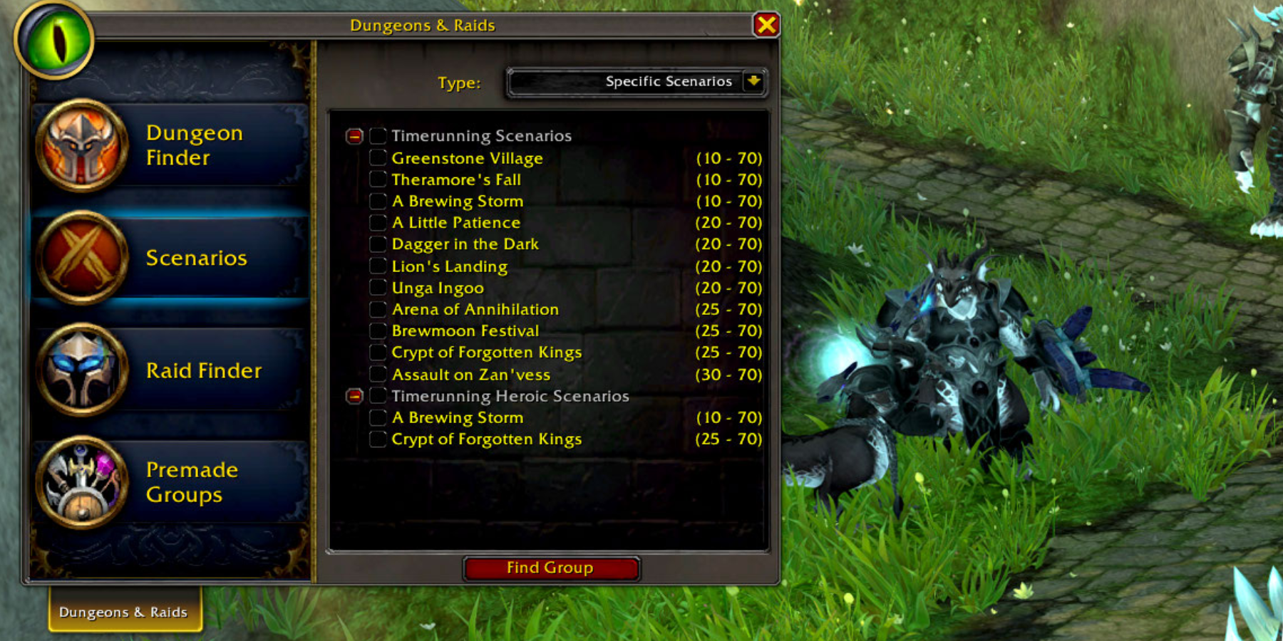 WoW MoP Remix All Scenarios List Group Finder Pandaria Scenario