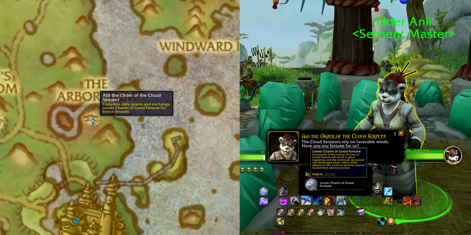 WoW MoP Remix Lesser Charm of Good Fortune Turn In Reputation Quartermasters