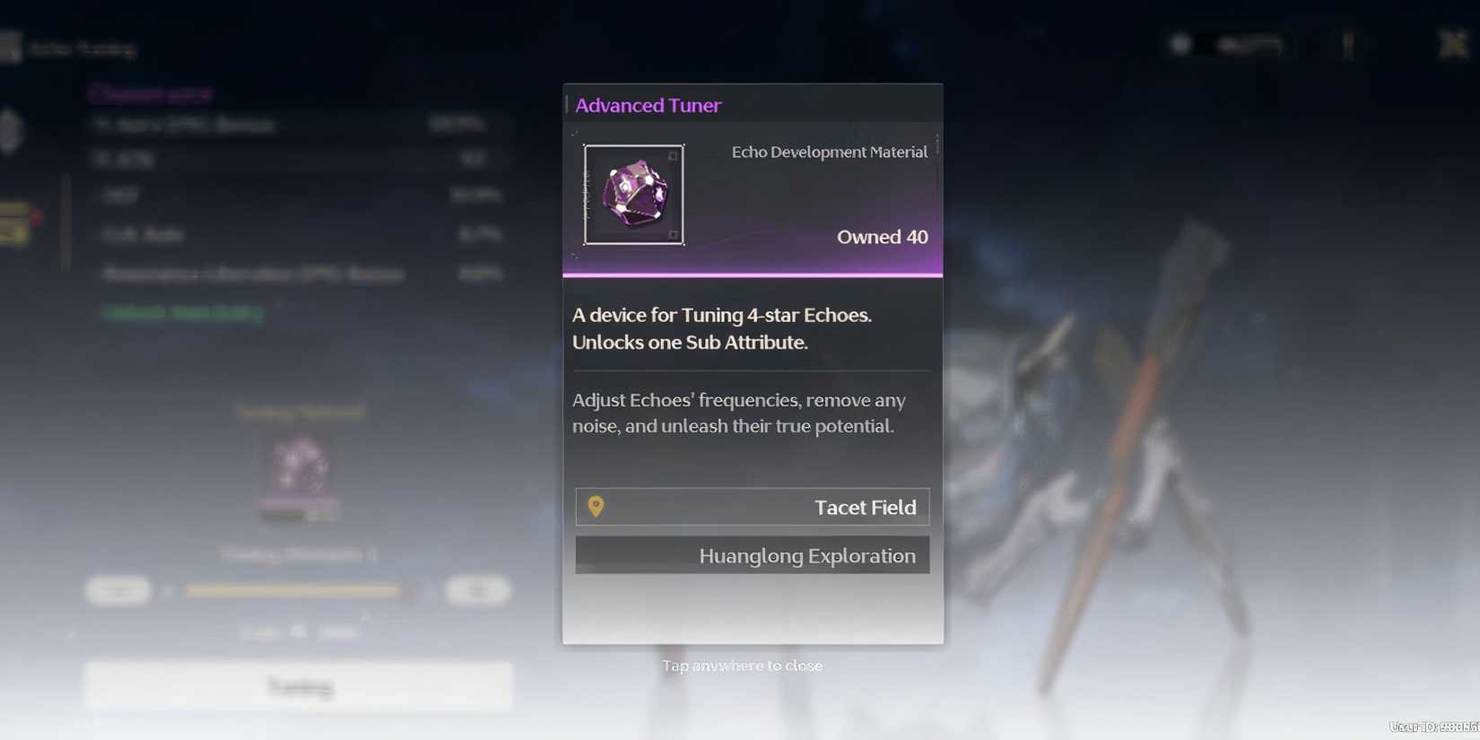the echo upgrade and tuning menu in wuthering waves.
