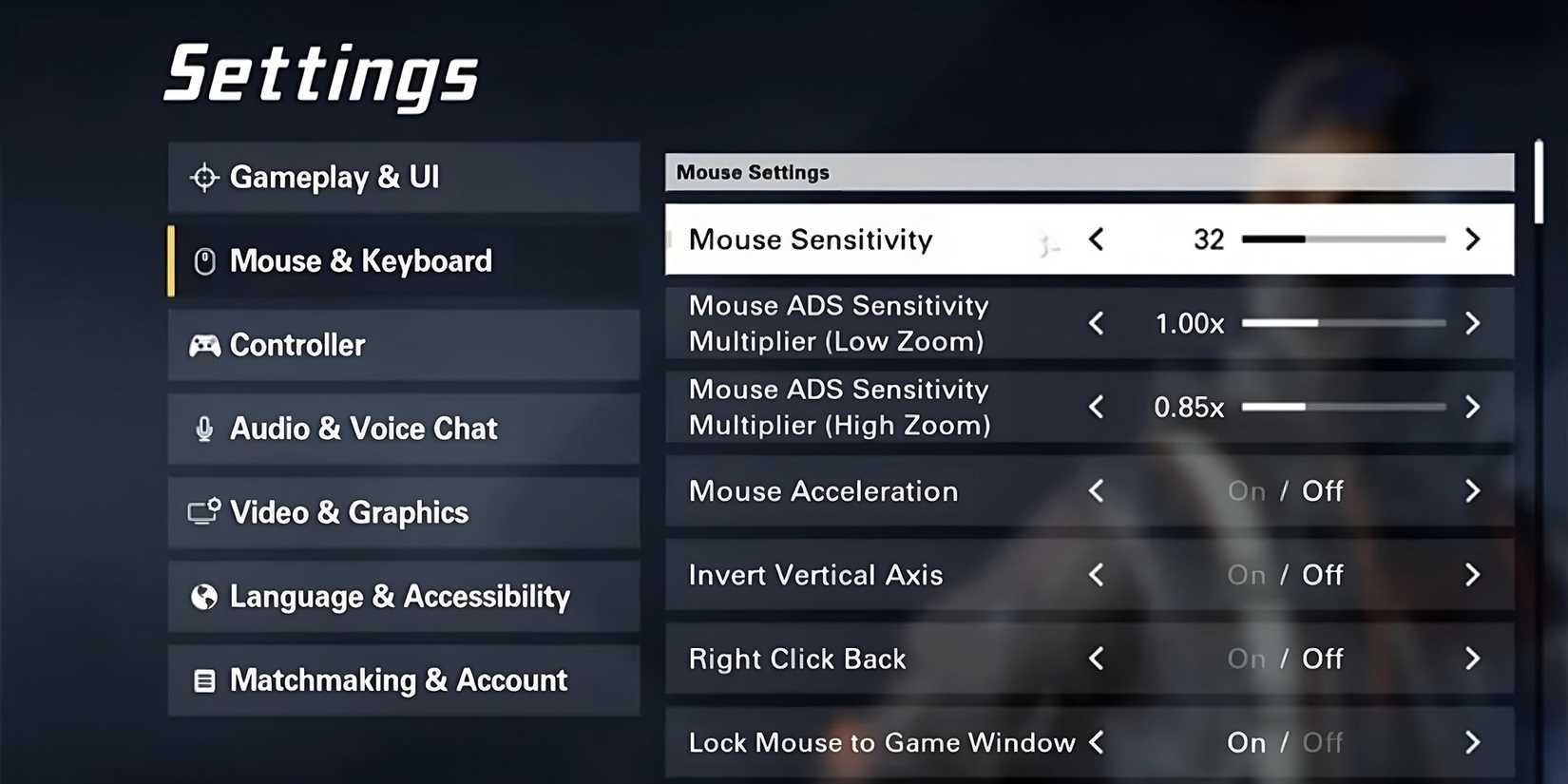 Showcasing mouse settings in XDefiant