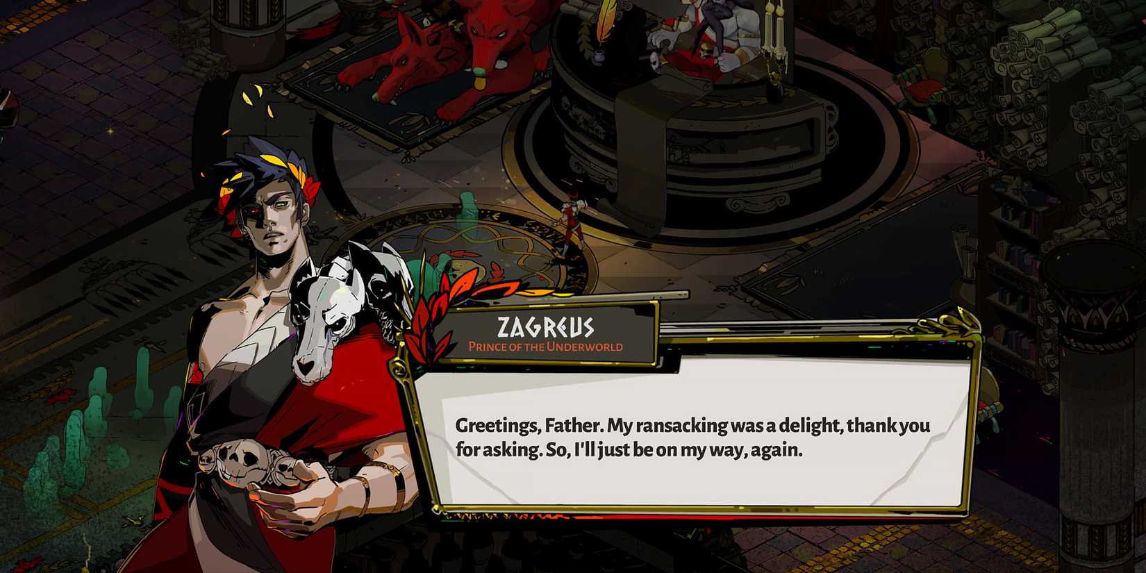 Zagreus speaking to Hades in Hades