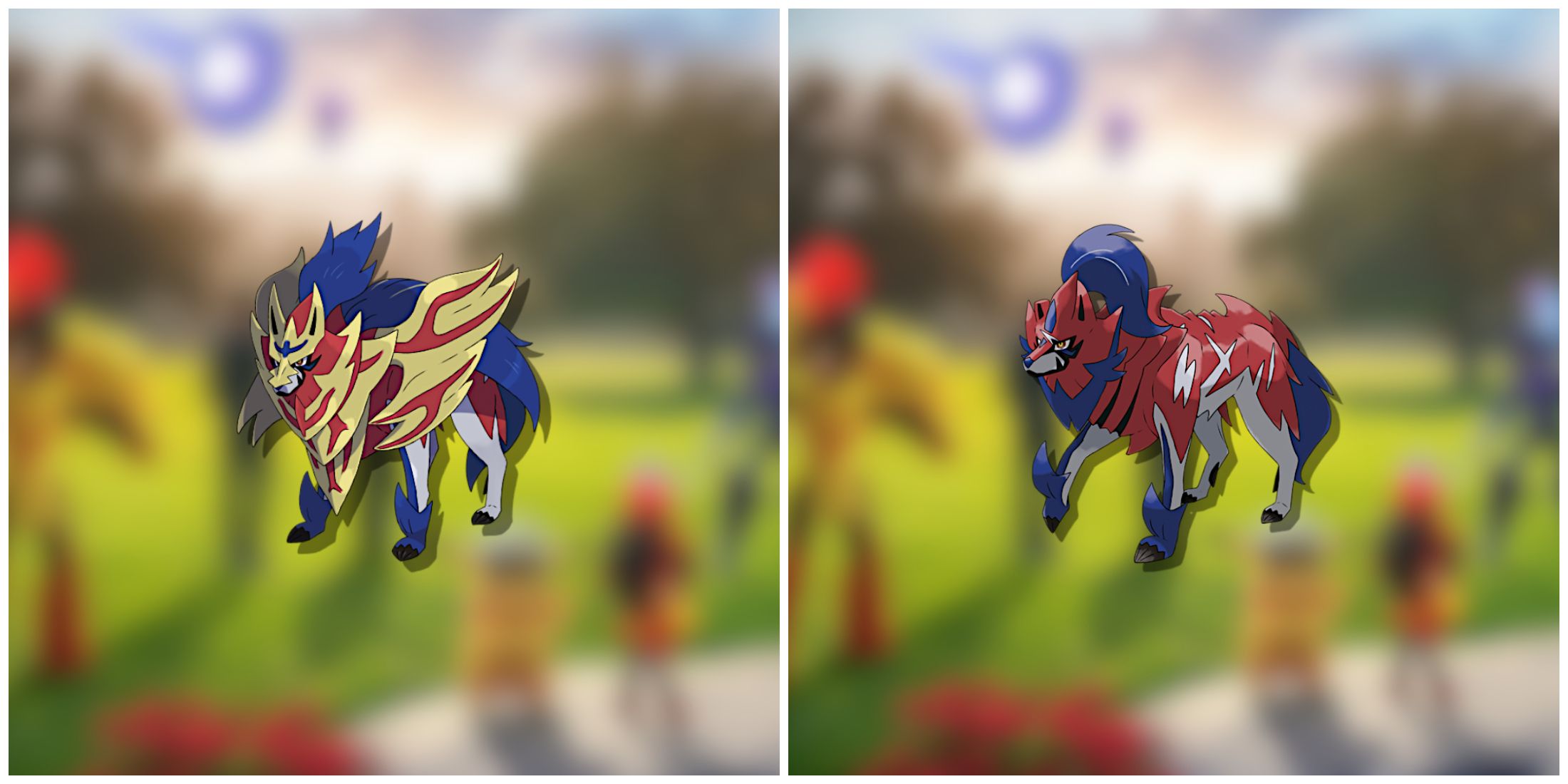 Split image of Crowned Shield Zamazenta and Hero Zamazenta in Pokemon GO