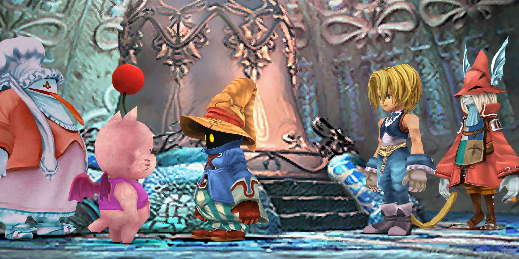 Zidane and Vivi by the bell in Final Fantasy 9