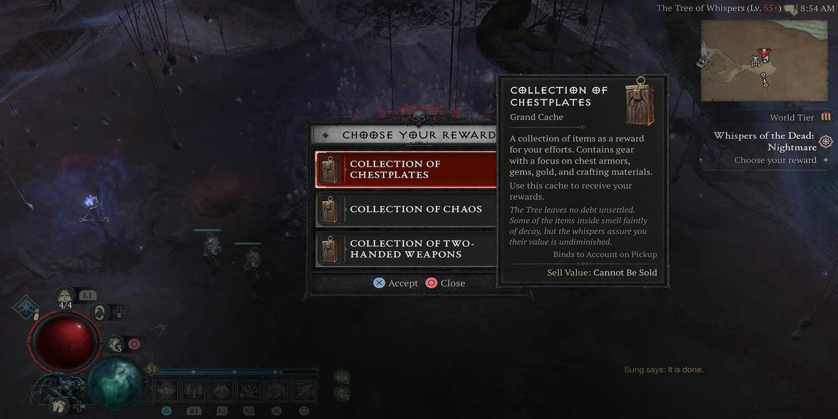 The Player Picking A Reward From The Tree Of Whispers