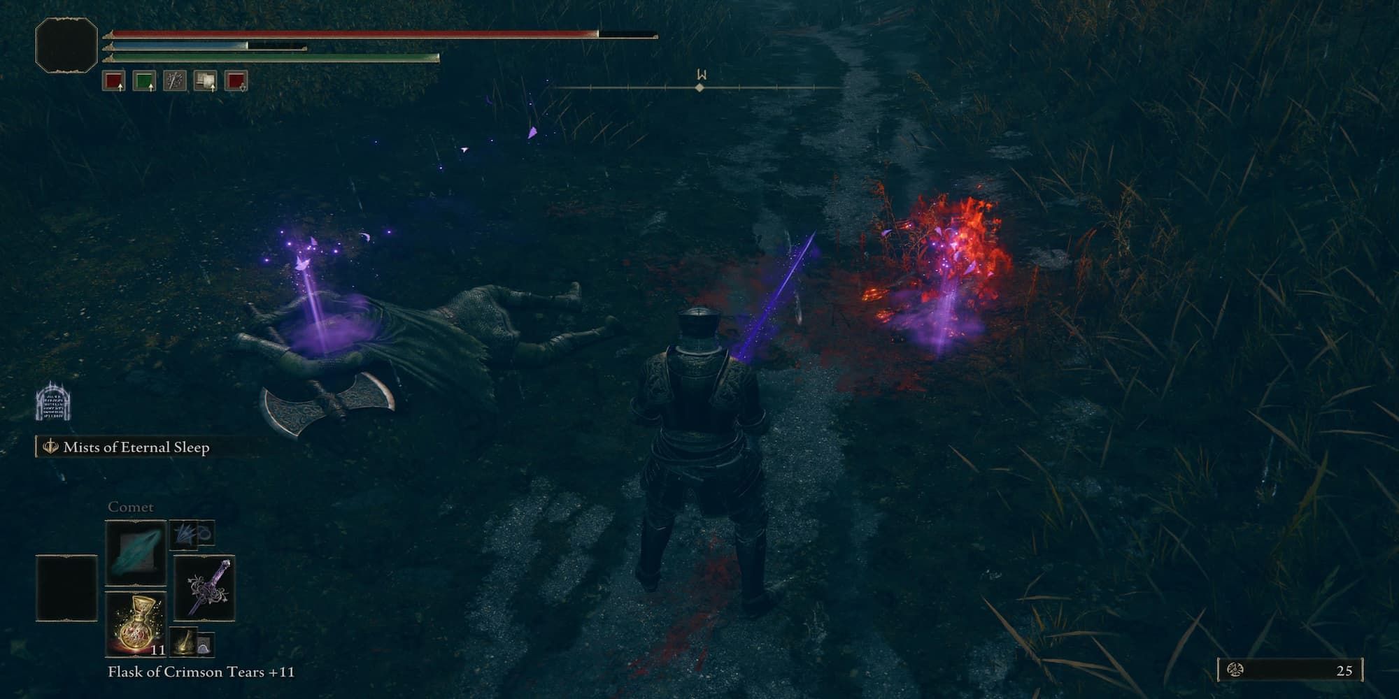 The Player Standing Over Two Enemies Put To Sleep 