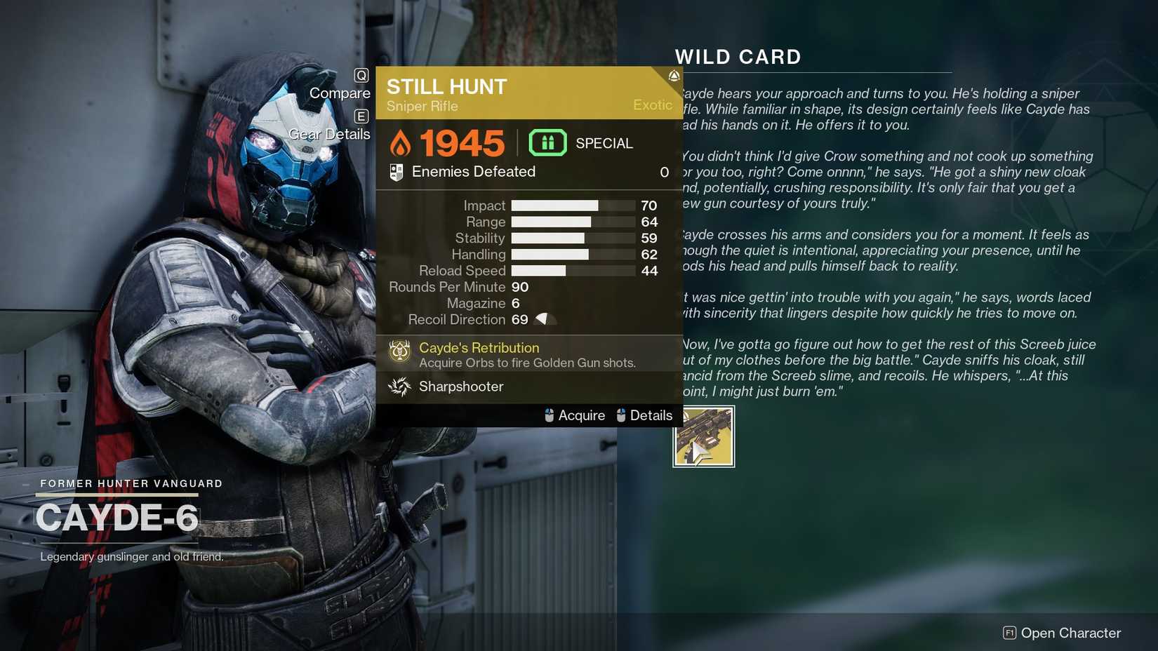 Still Hunt as a quest reward in Destiny 2