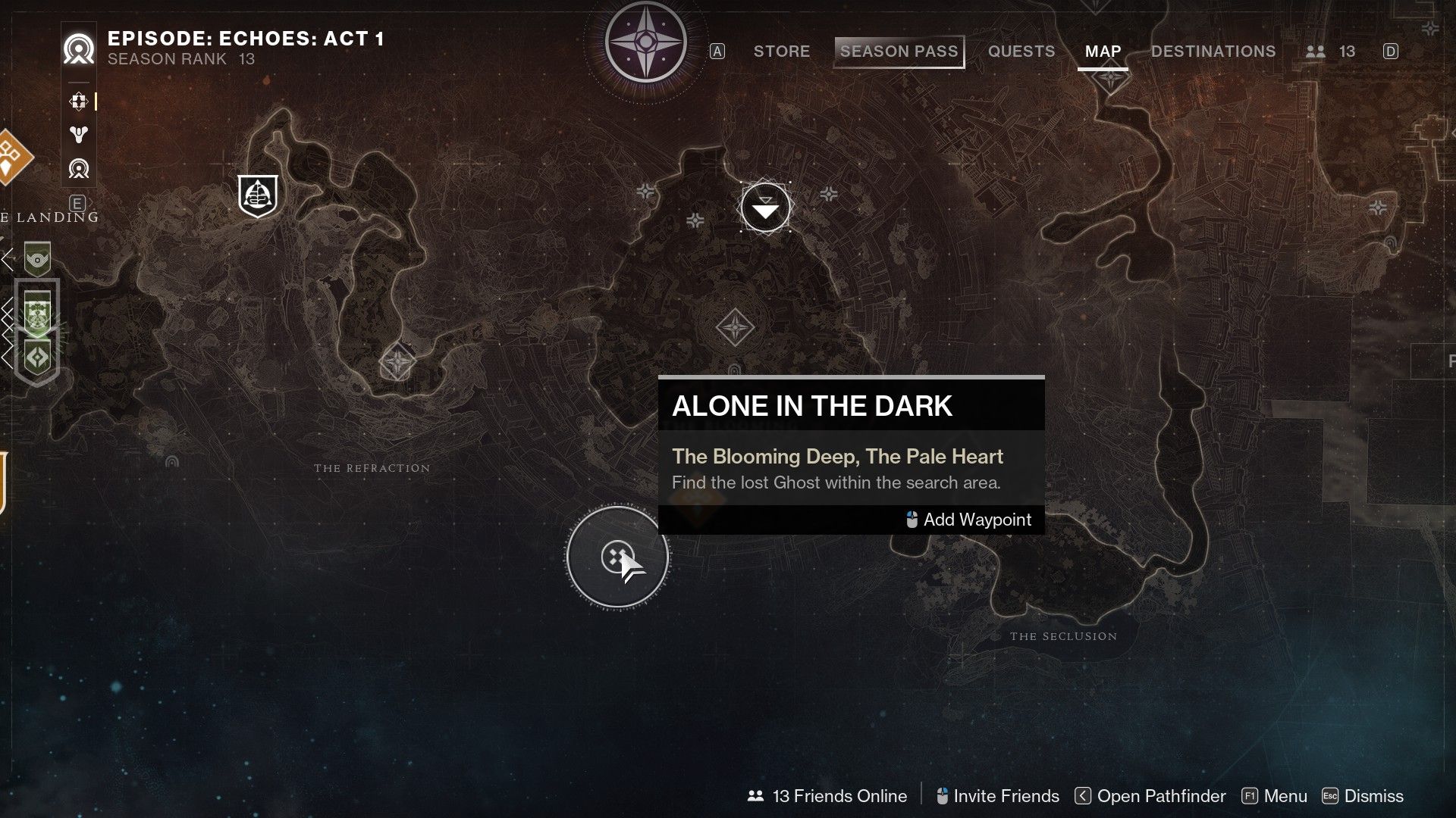 Alone in the Dark on Destiny 2's map screen