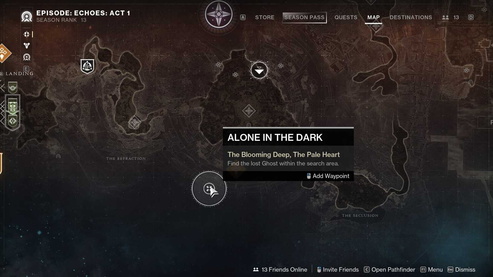 Alone in the Dark on Destiny 2's map screen