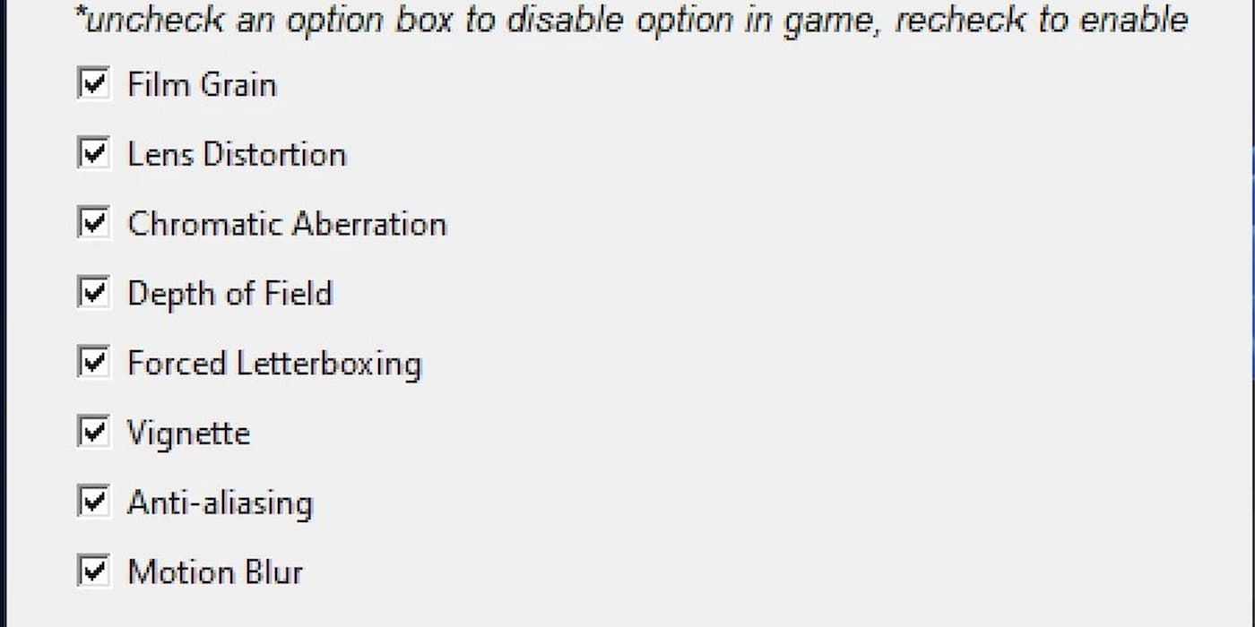 An image of the visual options that can be toggled on or off from a Hellblade 2 mod