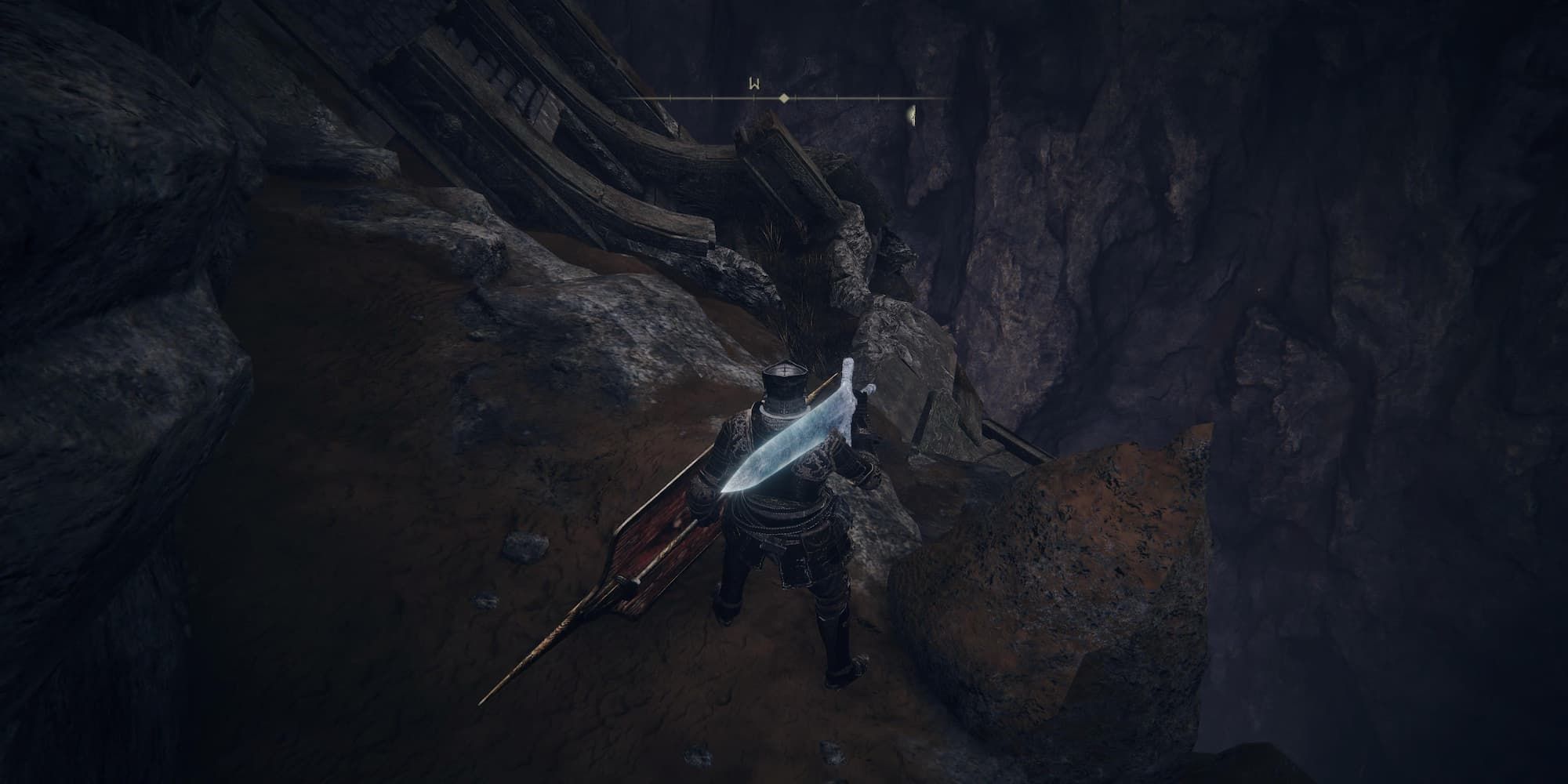 The Player Dropping Down The Side Of The Cliff