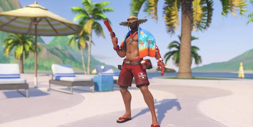 An image of the hero Cassidy from Overwatch 2 with the Lifeguard skin equipped