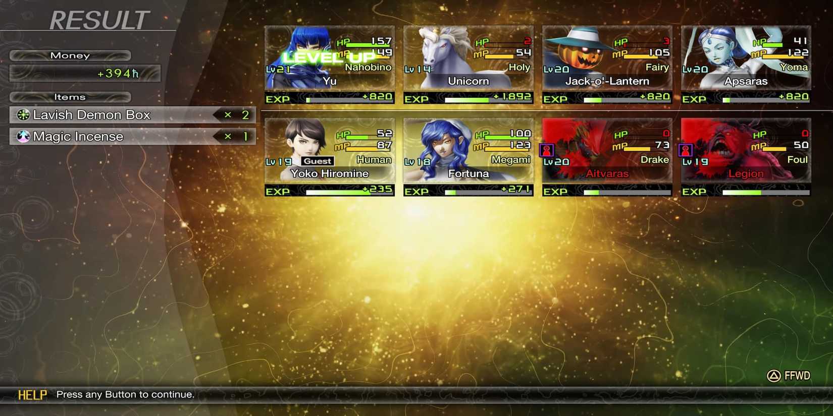 The Reward Screen For Defeating Nozuchi