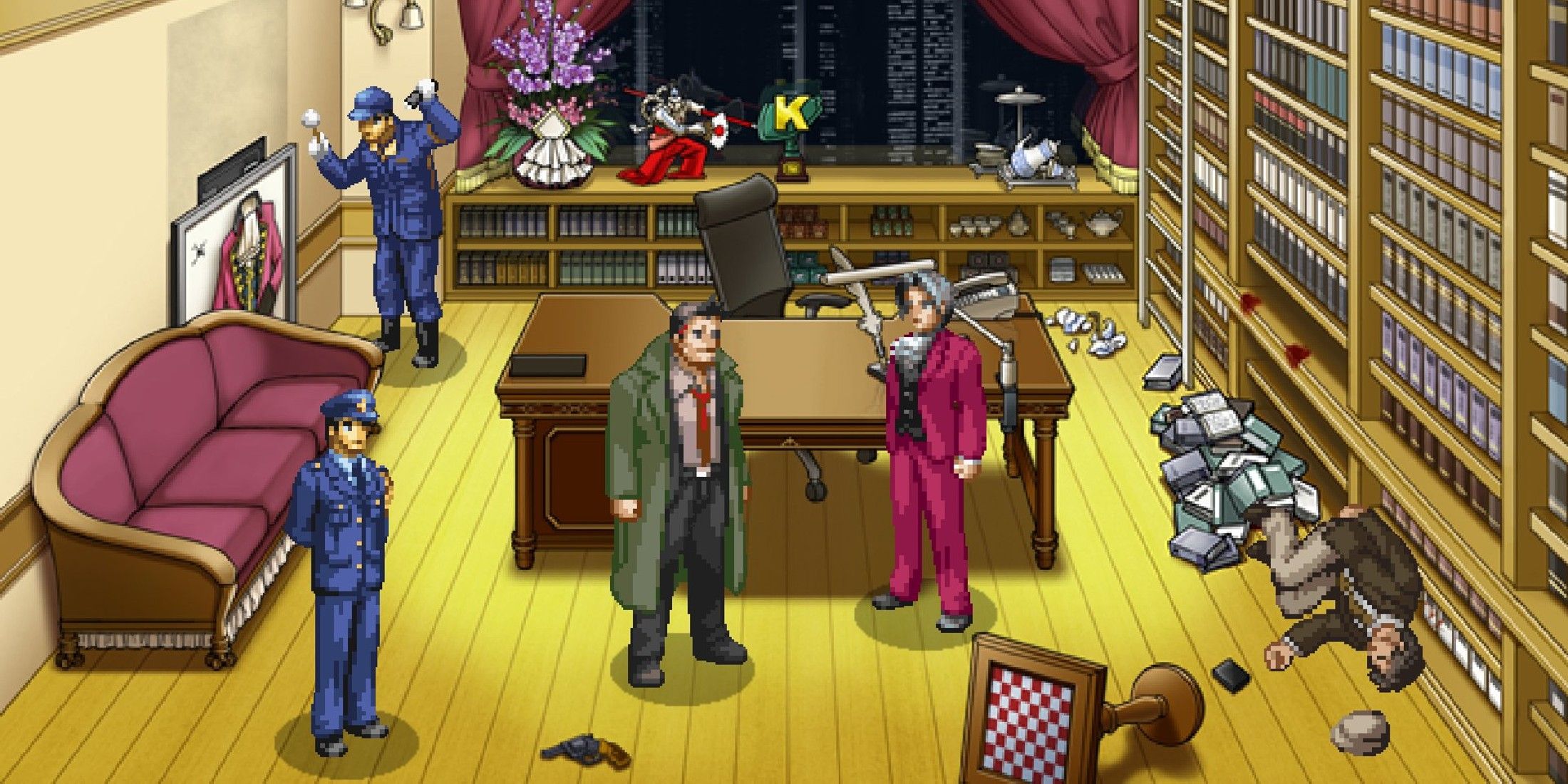 ace attorney investigations collection miles edgeworth visiting a crime scene
