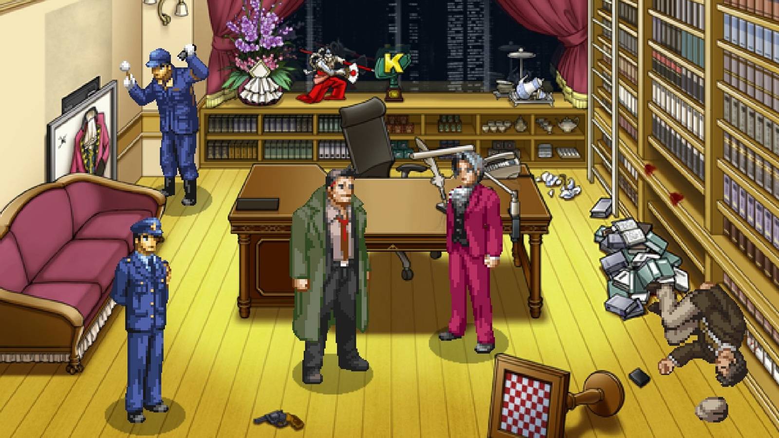 ace attorney investigations collection miles edgeworth visiting a crime scene