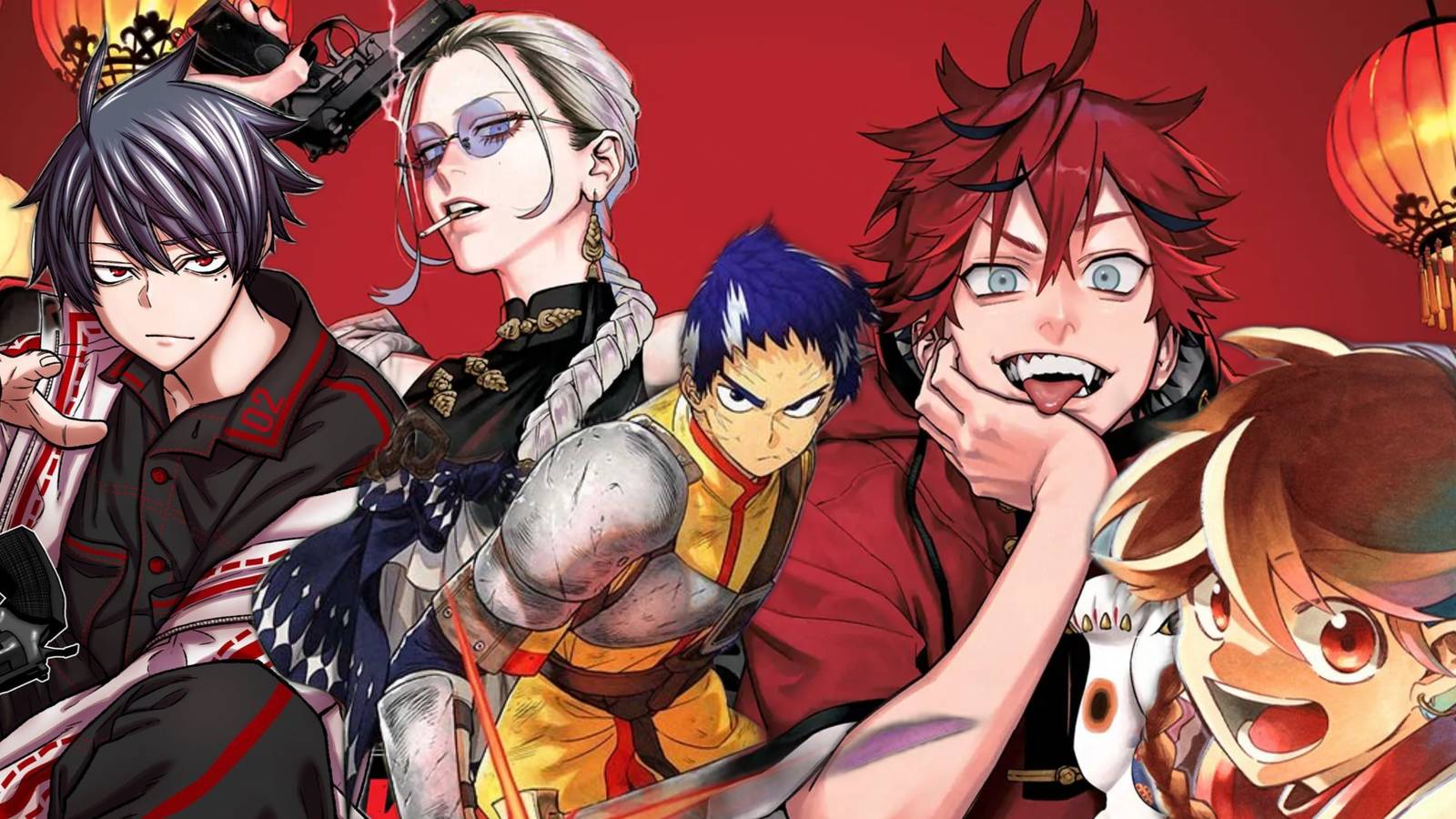 Shiki Ichinose from Tougen Anki, Tao and Alma from Gokurakugai, Kai from Diamond in the Rough, Halo from Versus