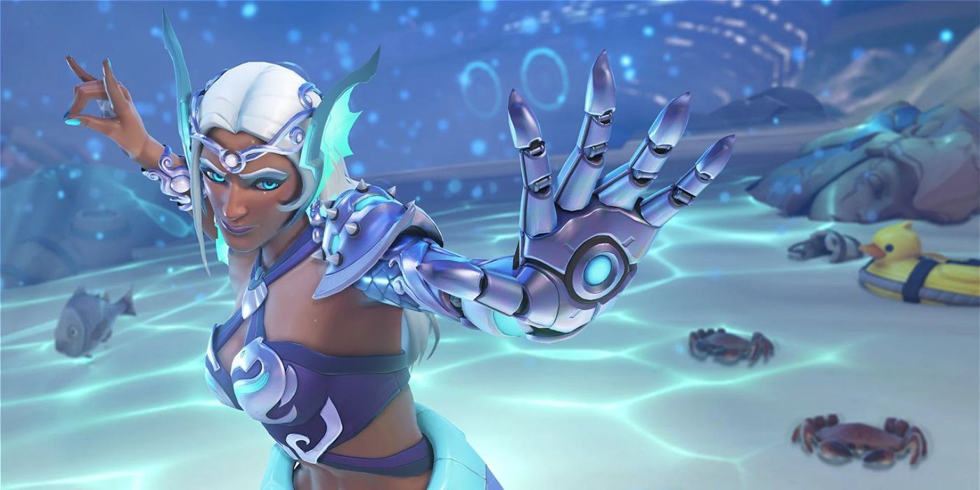 An image of the hero Symmetra from Overwatch 2 with the Mermaid skin equipped