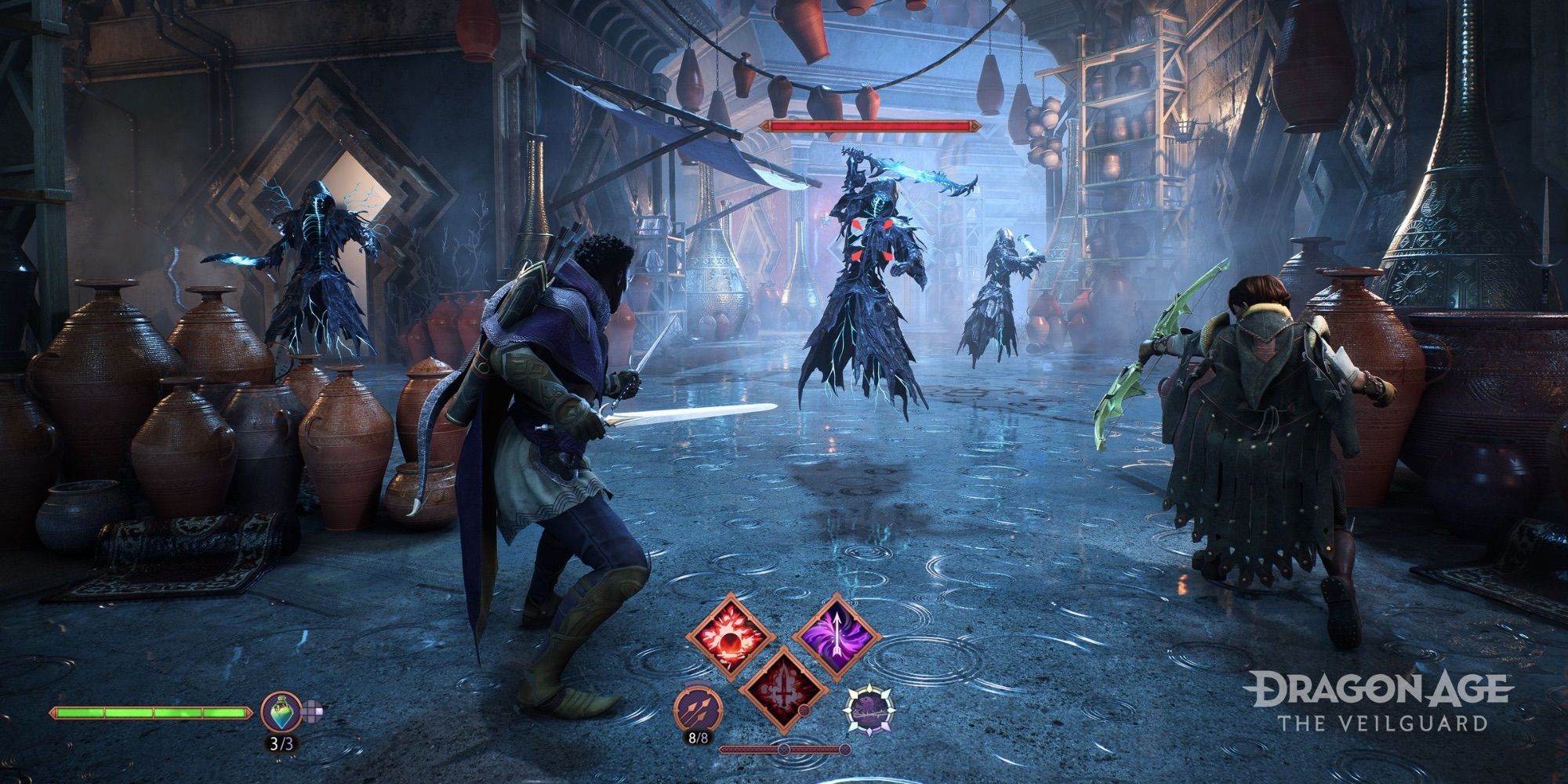A player attacking demons in Dragon Age: The Veilguard