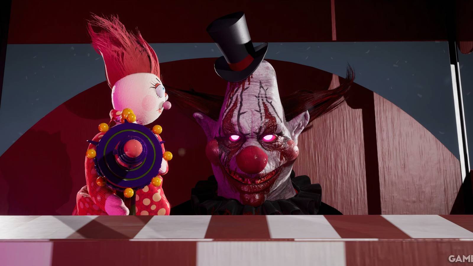 a klown holding a gun in killer klowns from outer space: the game