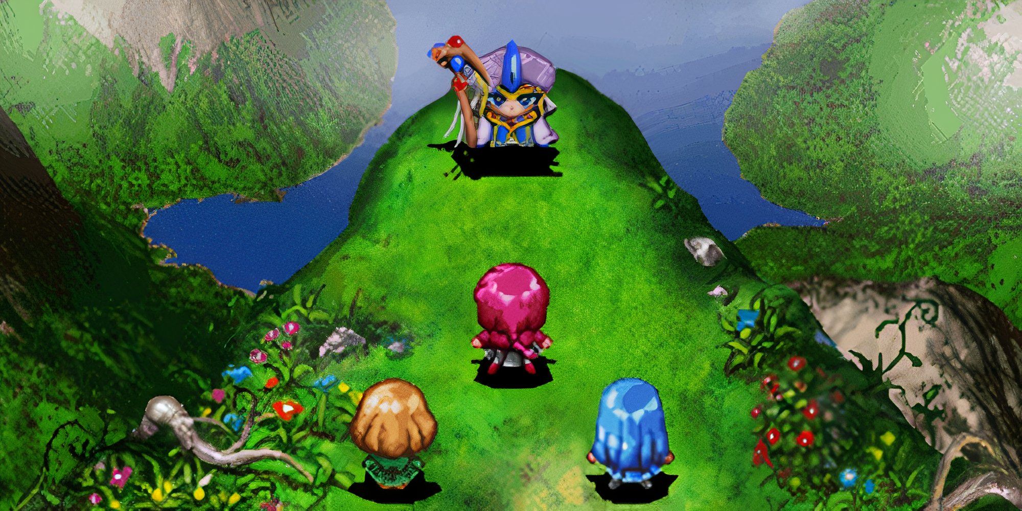 A scene featuring characters in Magic Knight Rayearth