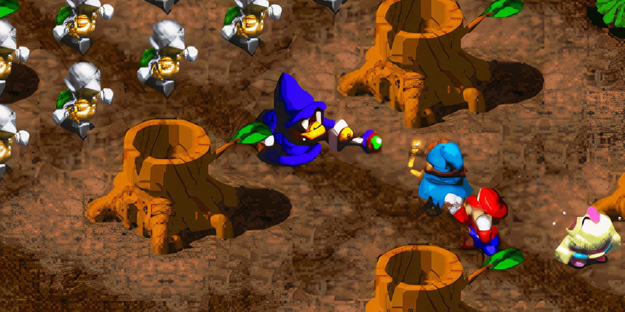 A scene featuring characters in Super Mario RPG Legend of the Seven Stars