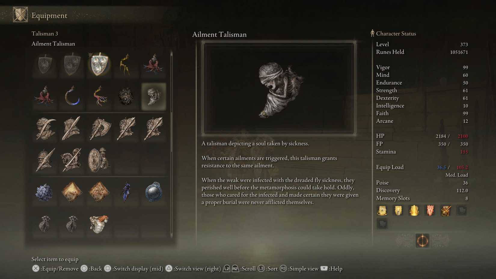Ailment Talisman Information in Shadow of the Erdtree