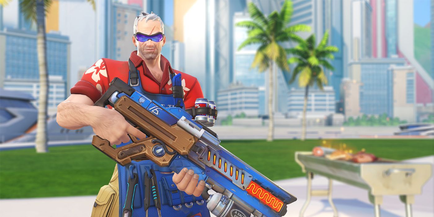 An image of the hero Soldier 76 from Overwatch 2 with the Grillmaster 76 skin equipped