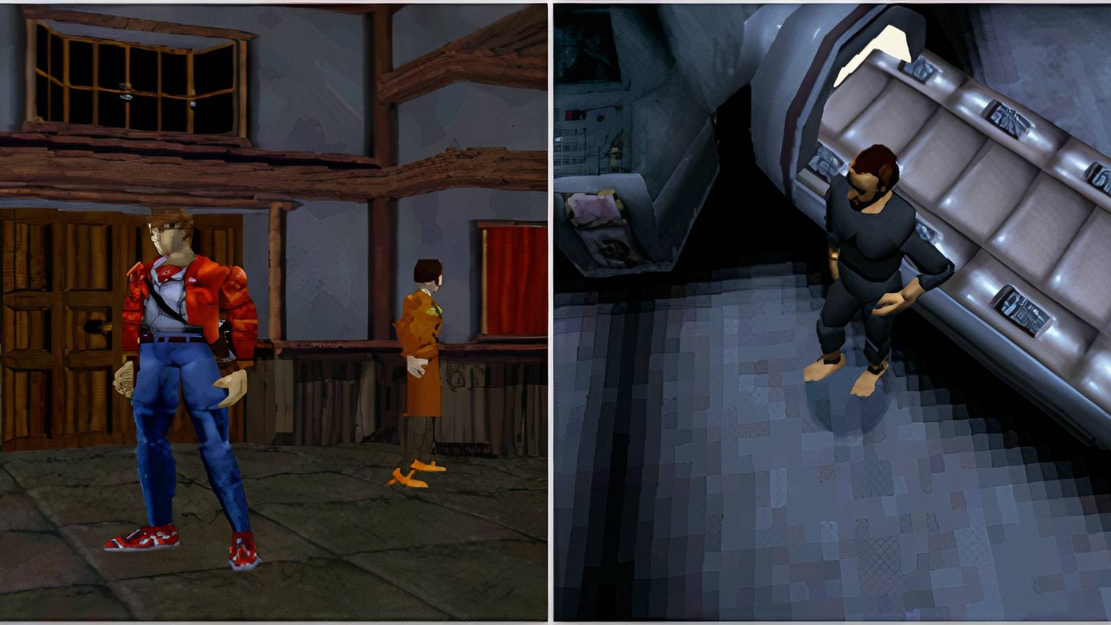 Akira and Angela in The Note and Exploring a room in OverBlood