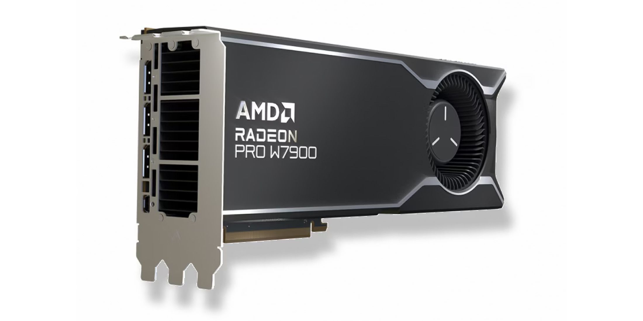 AMD Radeon PRO W7900 GPU on white background