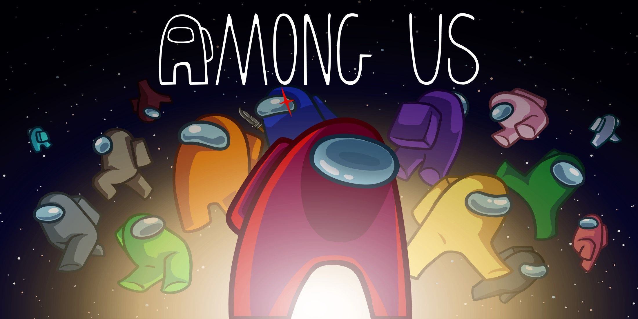 Among Us Logo With Crewmate and Imposter Characters