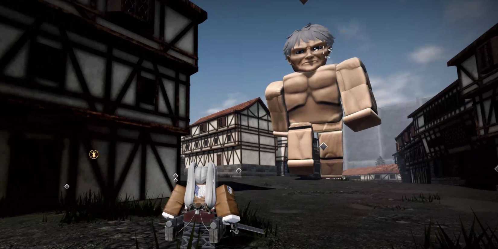 A Titan walking toward the player in Attack on Titan Revolution