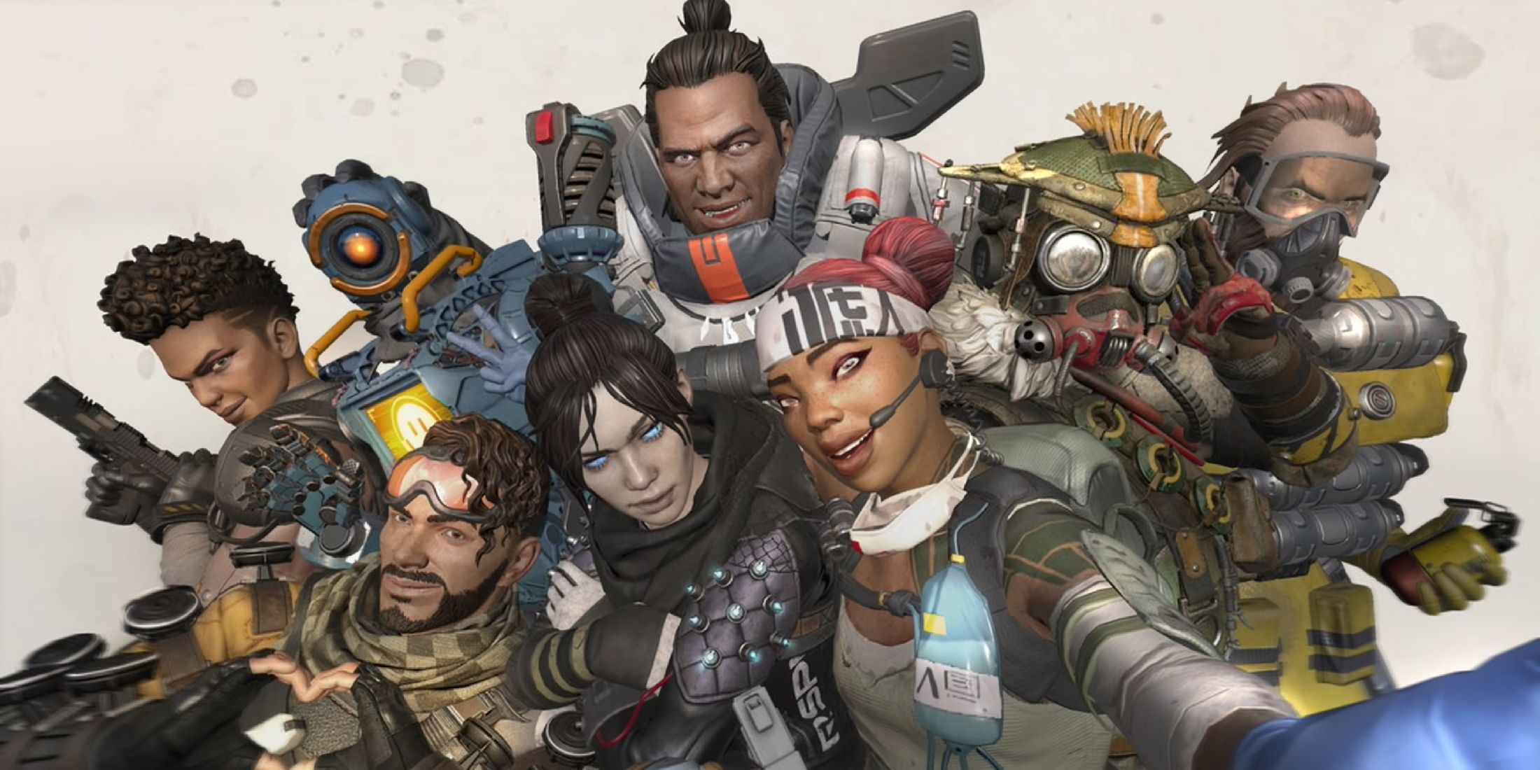 A key visual from Apex Legends showing several of the game's playable characters.