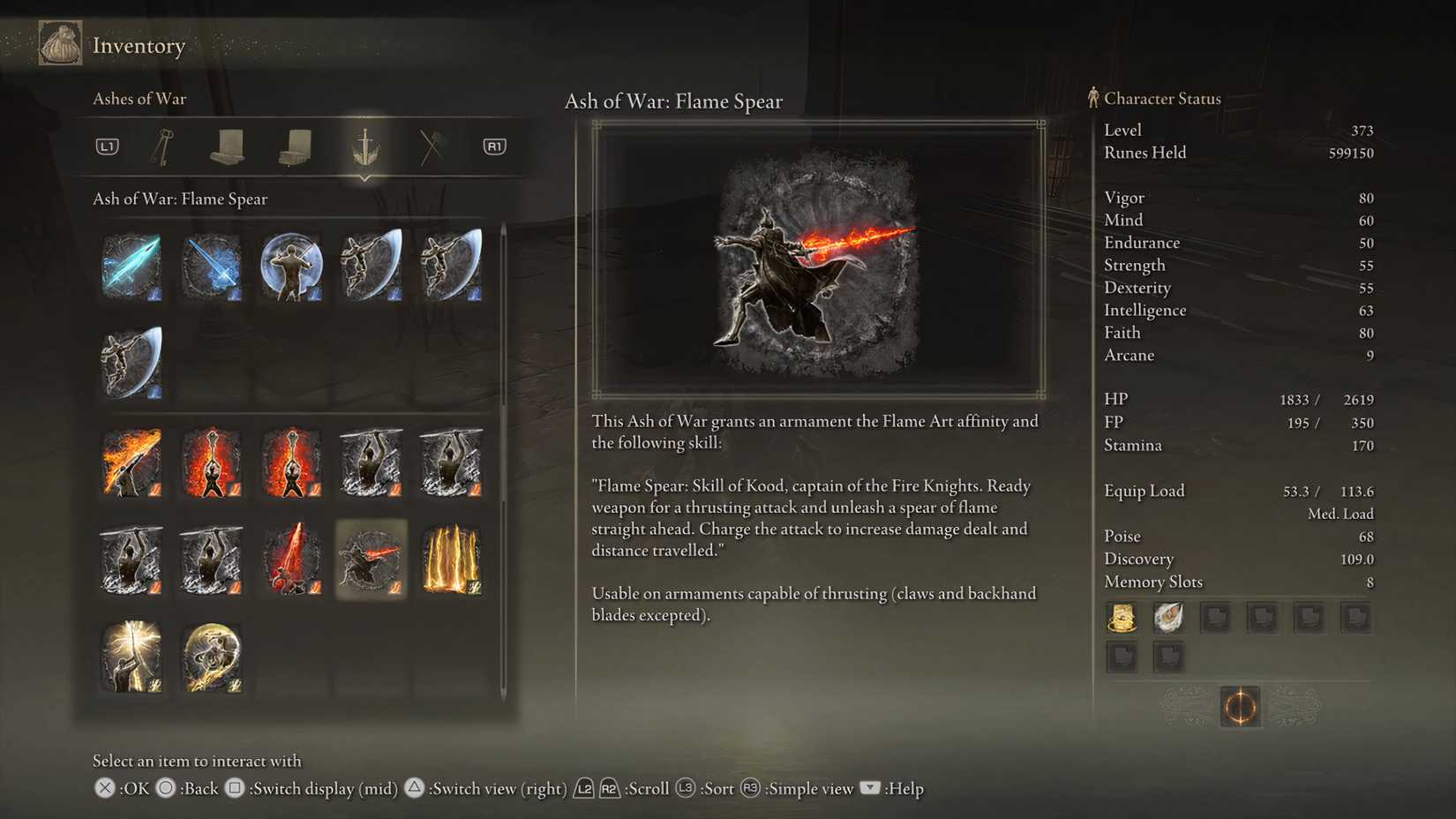 Ash of War Flame Spear Information in Elden Ring Shadow of the Erdtree