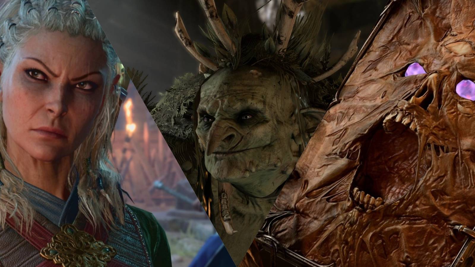 Baldur's Gate 3 collage with Jaheira, Auntie Ethel, and the Necromancy of Thay