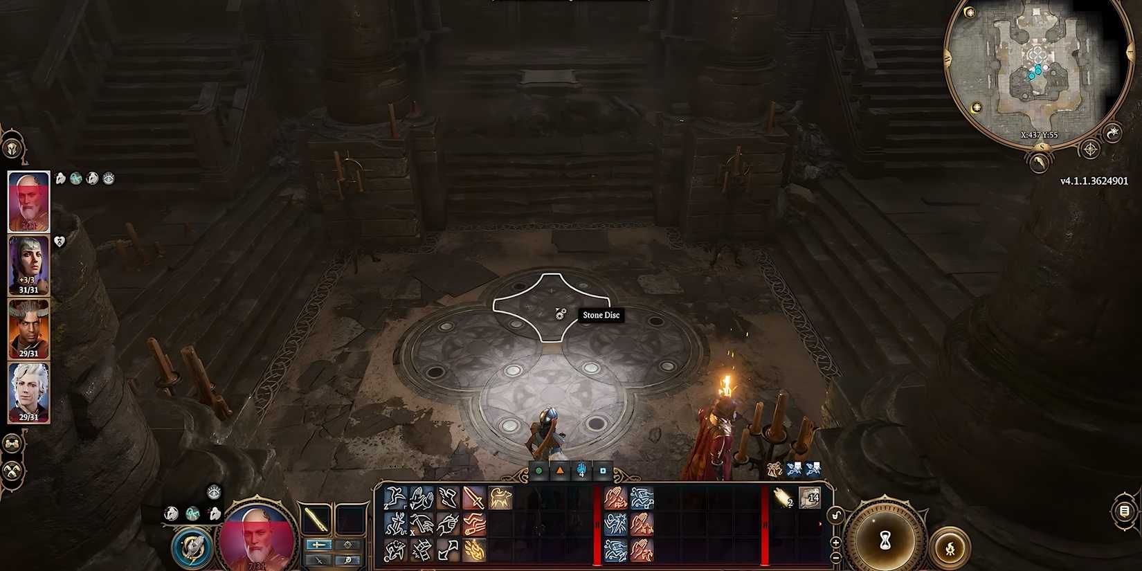 Character solving the stone disc puzzle in Baldur's Gate 3