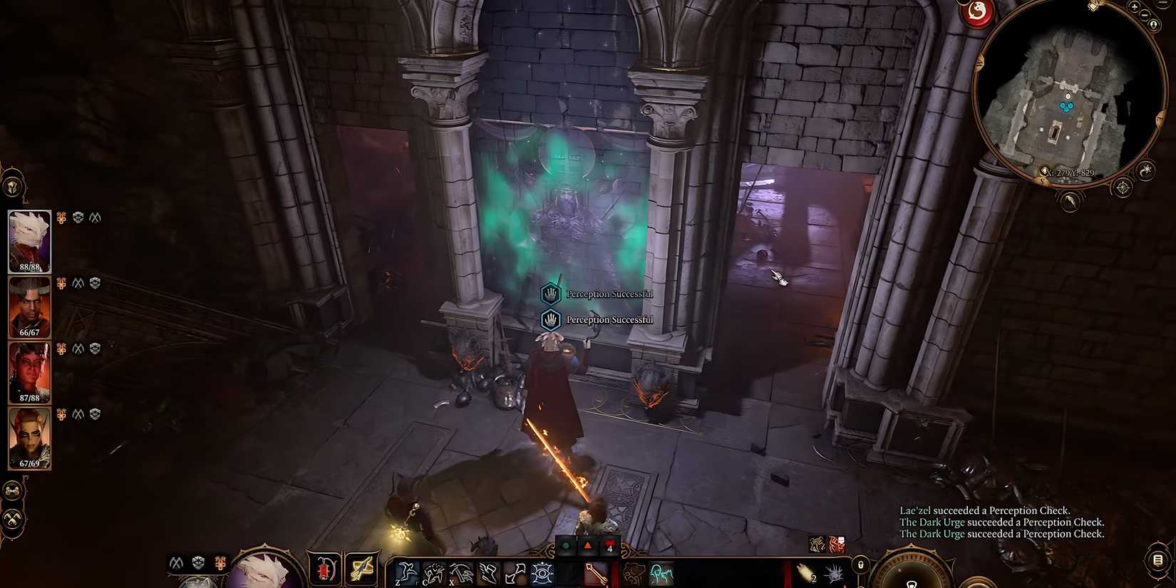 Party interacting with a painting in Thorm Mausoleum