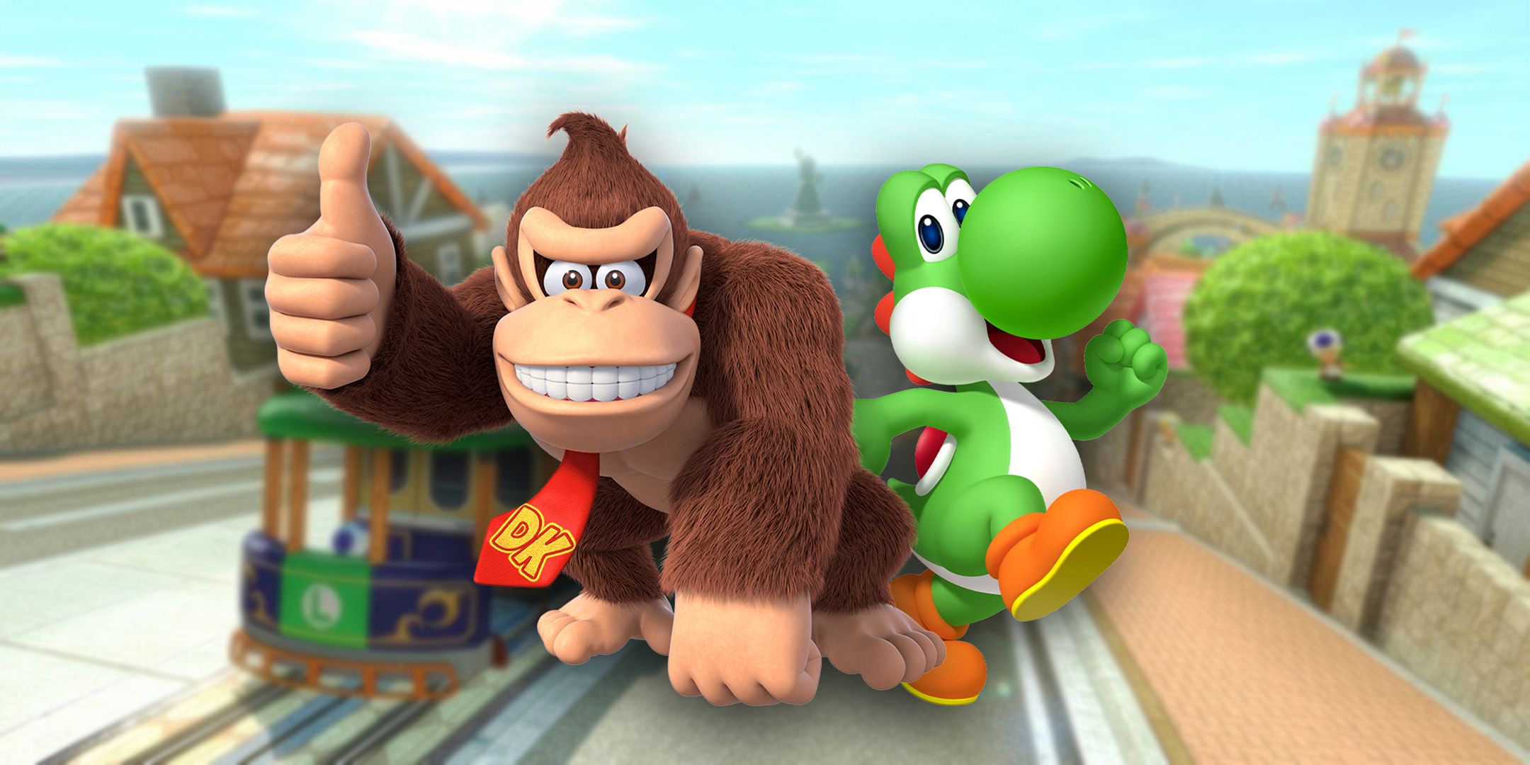 Donkey Kong and Yoshi in Toad Harbor from Mario Kart 8