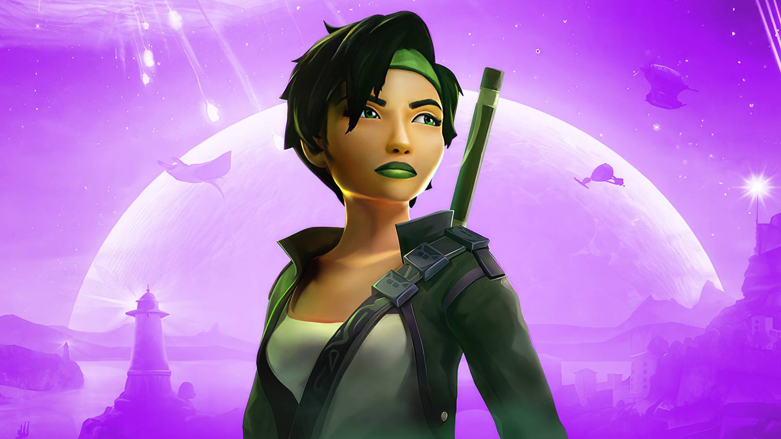 Beyond Good and Evil upscaled Jade on purple background edit