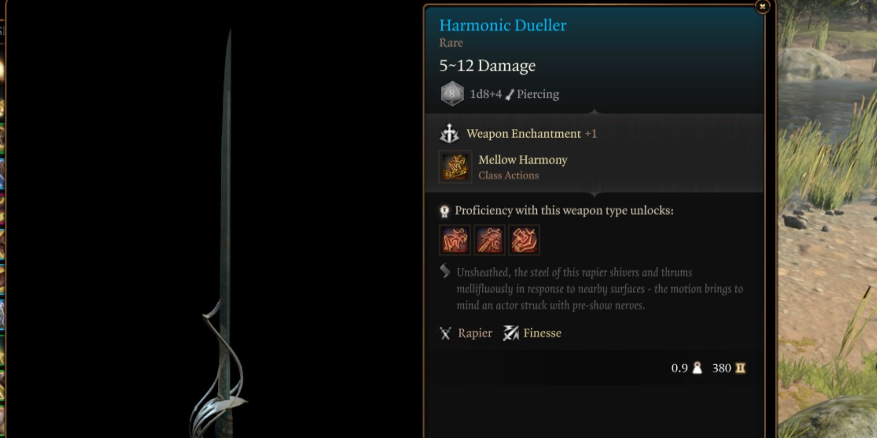 BG3 Harmonic Dueller in-game item menu description