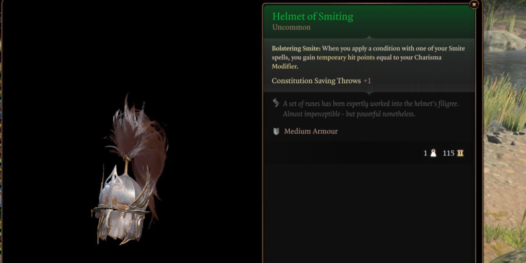 BG3 Helmet of Smiting in-game item menu description
