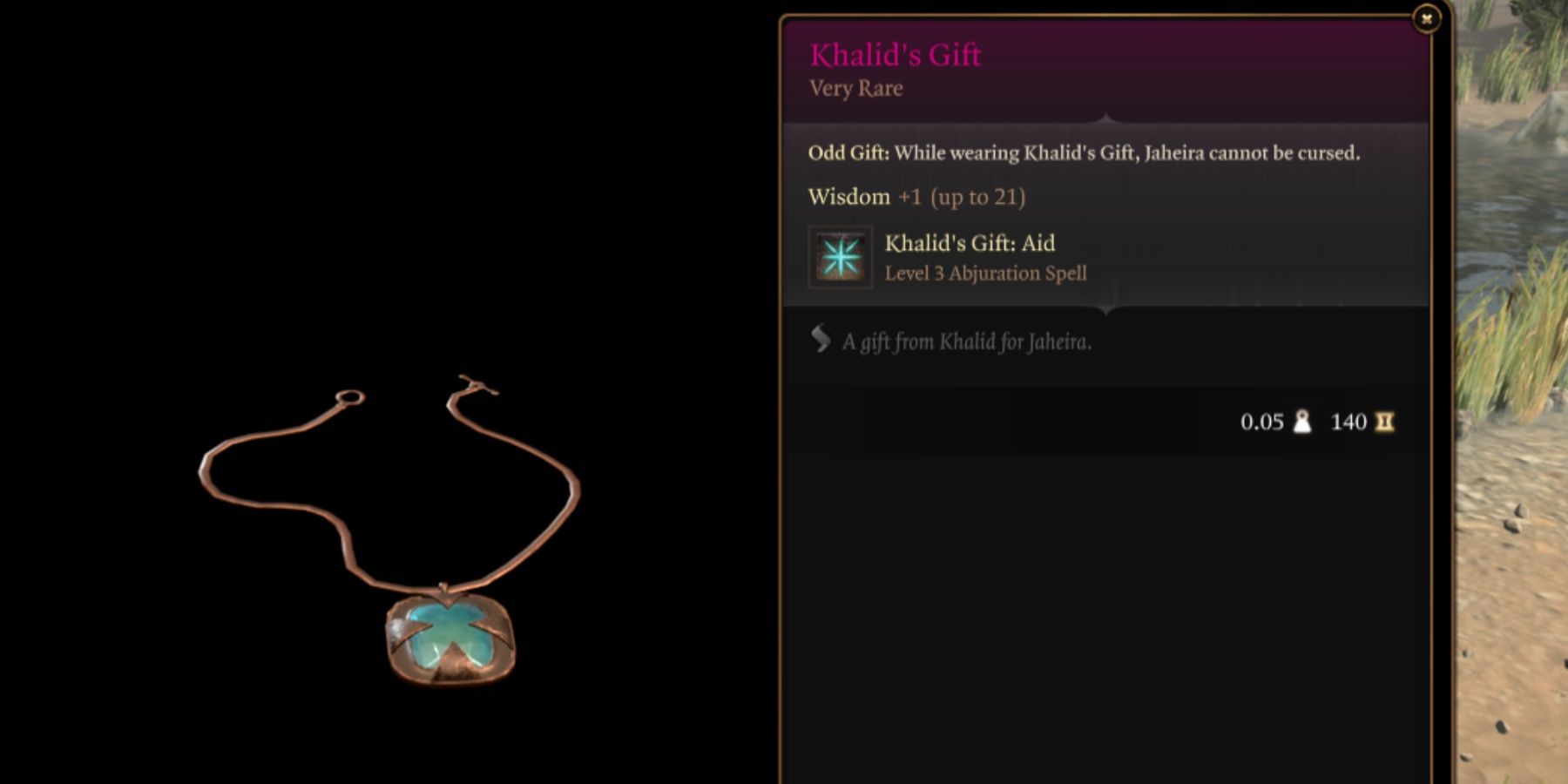 BG3 Khalid's Gift in-game item menu description