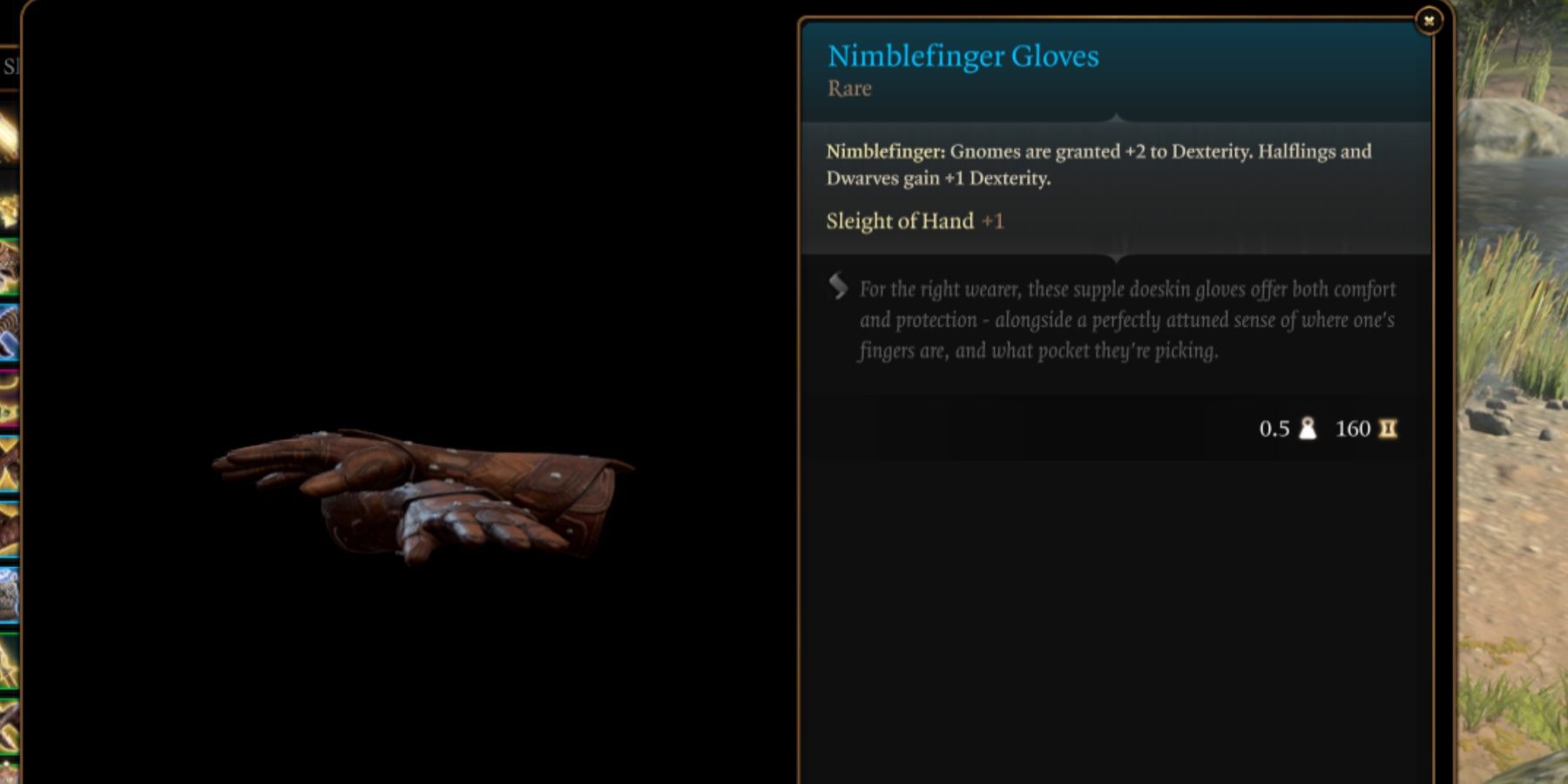 BG3 Nimblefinger Gloves in-game item menu description