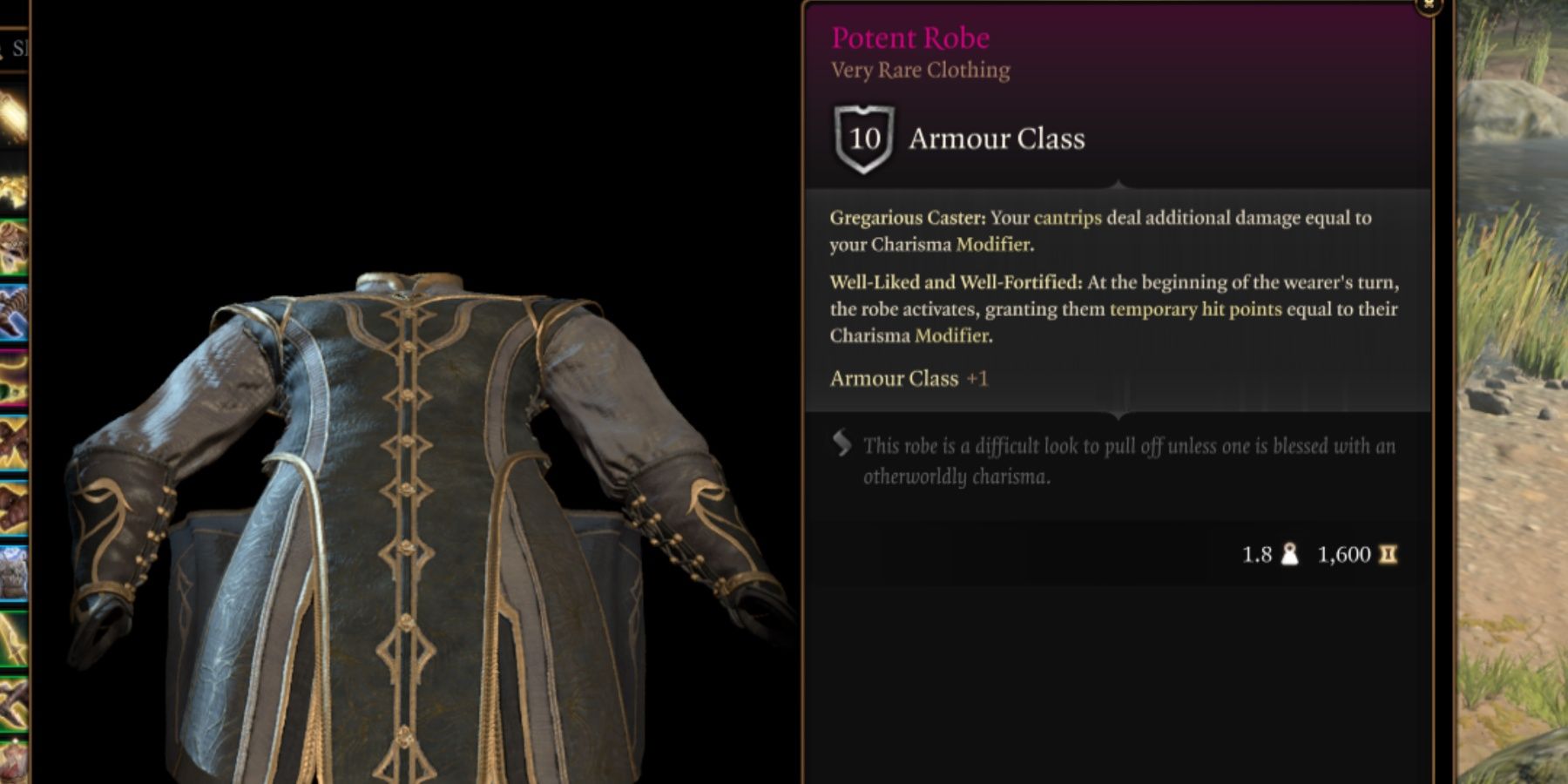 BG3 Potent Robe in-game item menu description