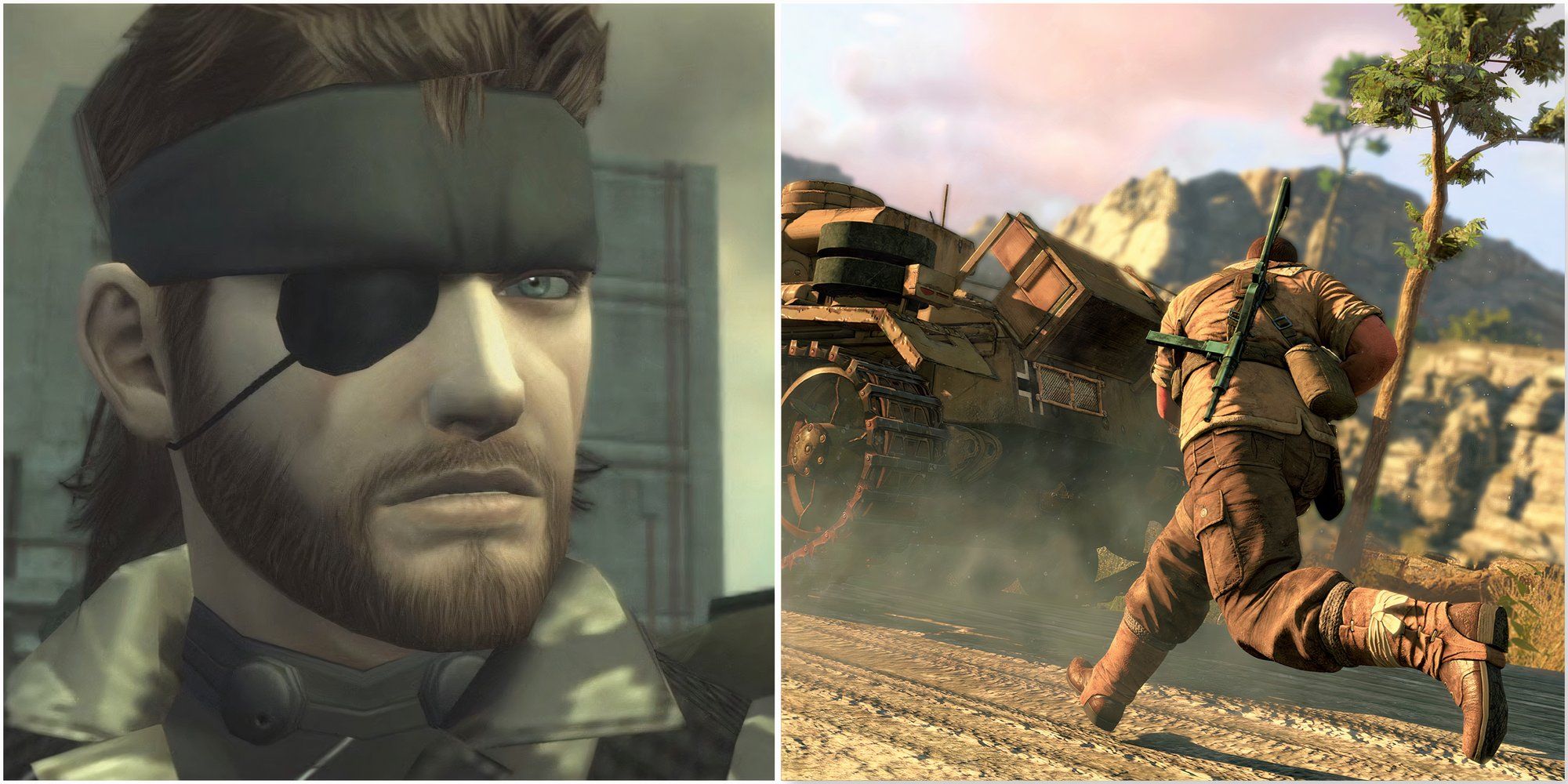 Big Boss in Metal Gear Solid 3 and Chasing a tank in Sniper Elite 3