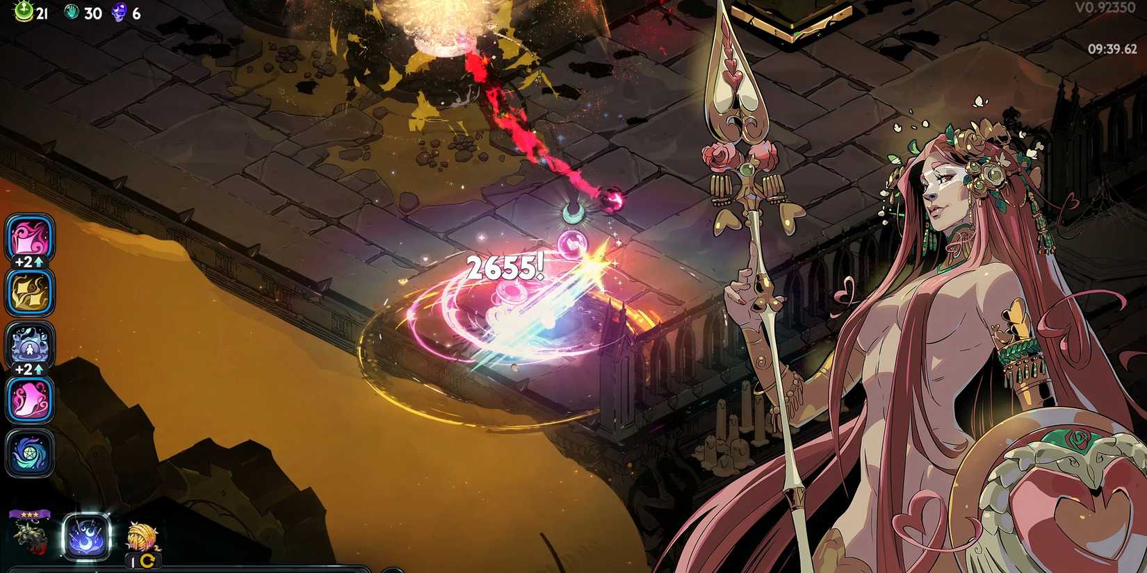 Big damage numbers from Artemis Blades in Hades 2